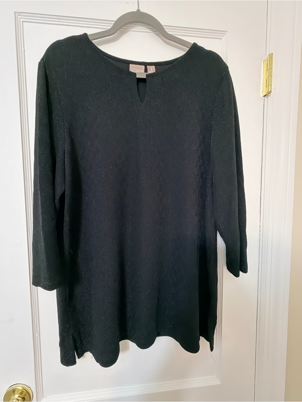 Chico's Black Textured Keyhole Tunic